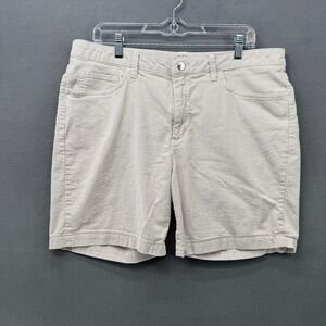 Riders by Lee Women's Large (34 in waist) Beige Pinstripe Midrise Bermuda Shorts